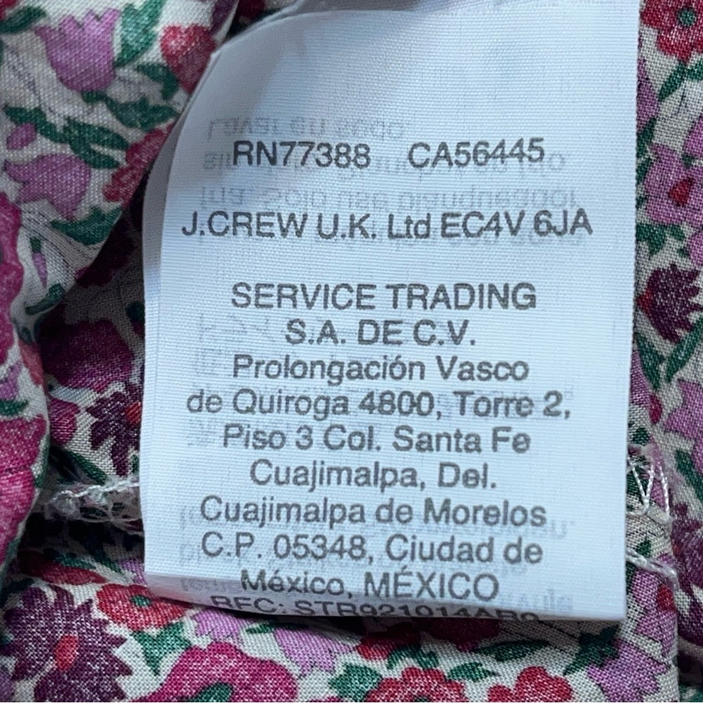 Liberty Art Fabrics for J. Crew Top Womens Size 00 Blouse Button Down Collared - Picture 11 of 13